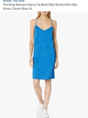 Women's Classic Blue Darcy Tie-Back Silky Mini Slip Dress
